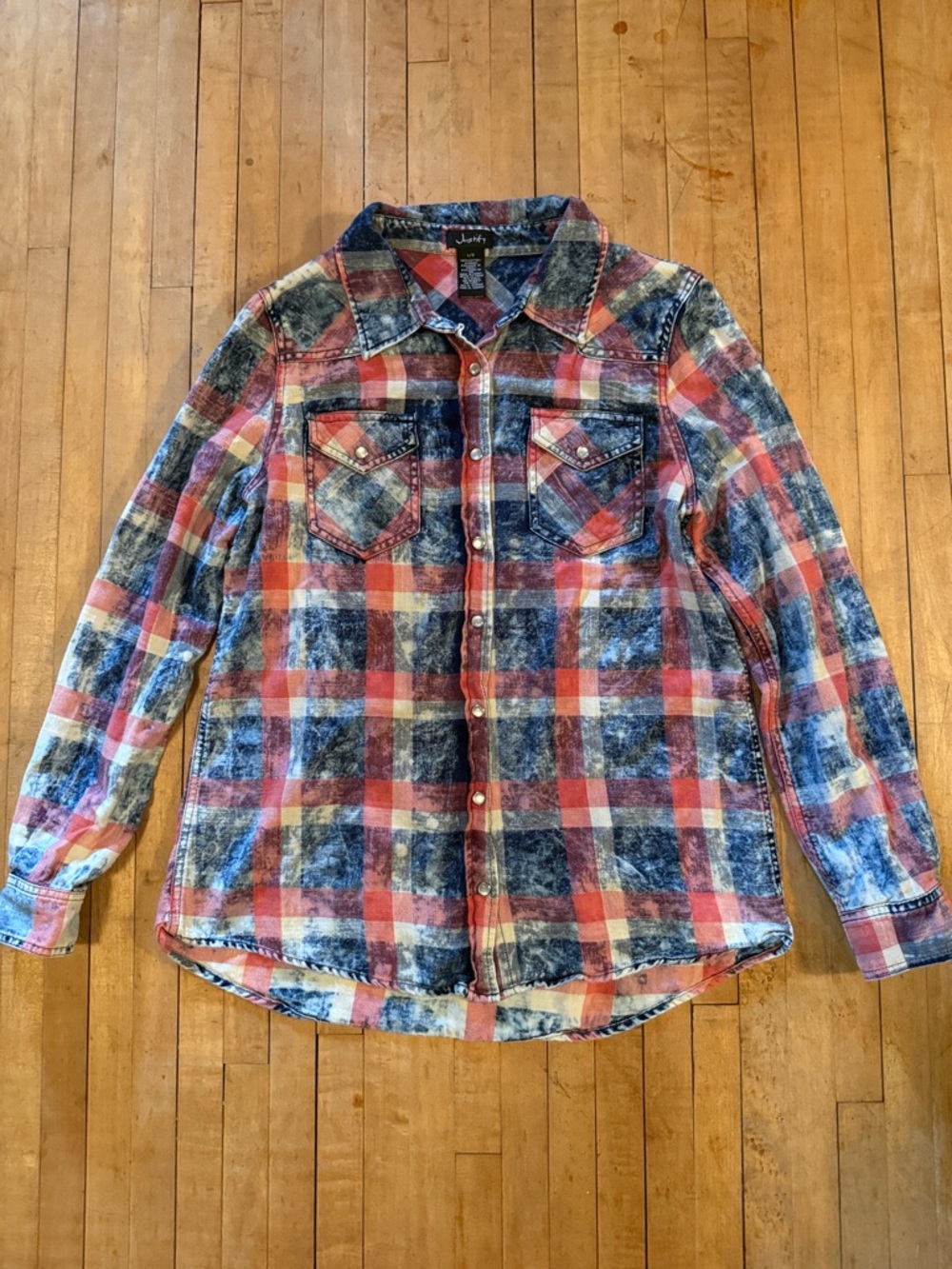 Justify Red & Blue Plaid Snap-Front Shirt